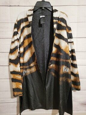 Chico's Travelers Animal Stripes Jacket/Cardigan Womens Chicos 2 US 12/14 Large